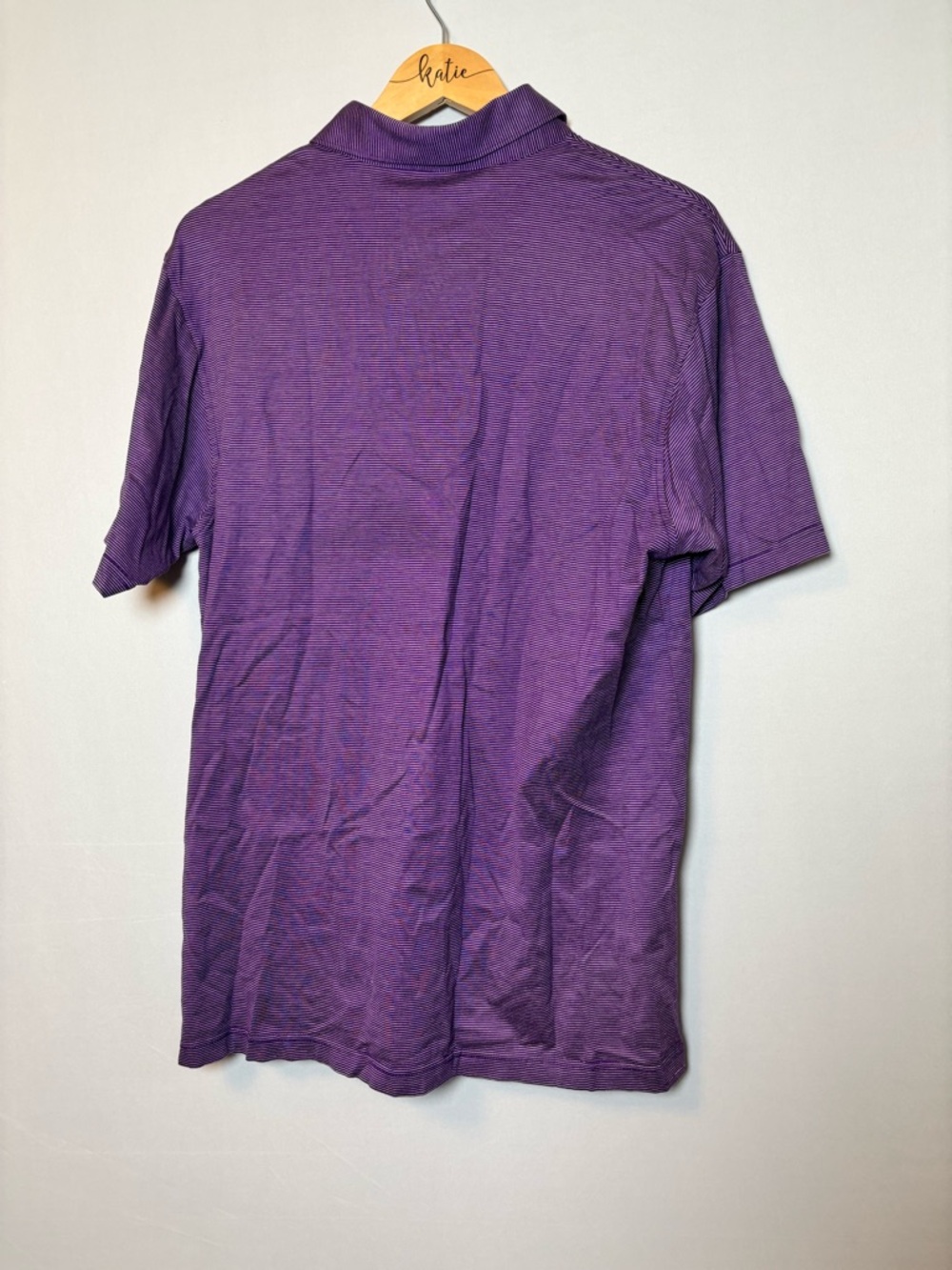 Peter Millar Shirt Mens Medium Purple Striped Casual Golf Polo Cotton - Picture 4 of 4